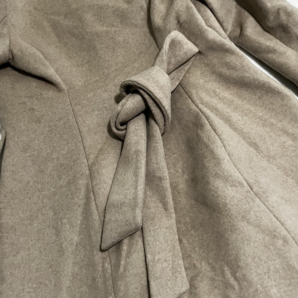 Marciano By Guess Wool Blend Coat Womens Size‎ 2 Tan Camel Faux Fur Trim Belted - Picture 11 of 16